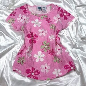 y2k floral T-Shirt Pink baby tee  Daisy Print Cotton Top 6X